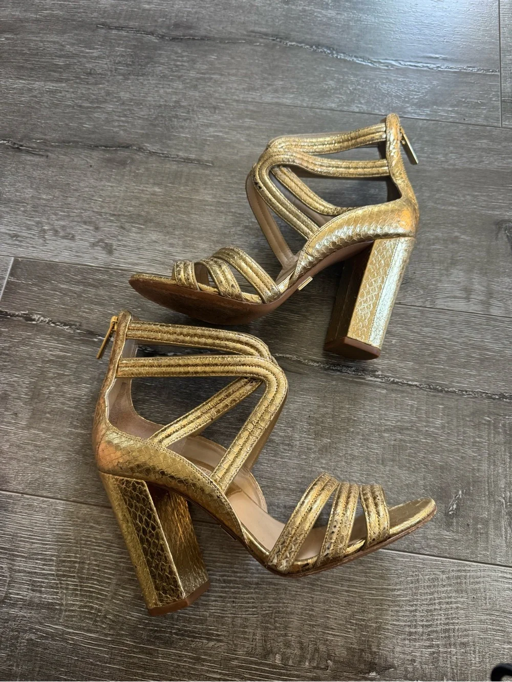 Michael Kors Gold Metallic Strappy Heels Size 38.5 / US 8.5
